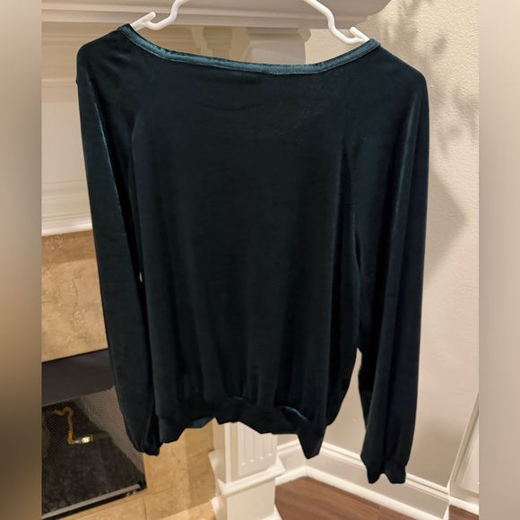 Anthropologie Maeve Candace Velvet Dark Green Top - Picture 5 of 9